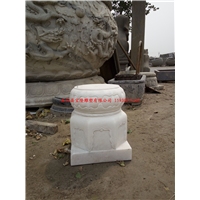汉白玉石雕柱墩古建柱基石圆形绣墩 