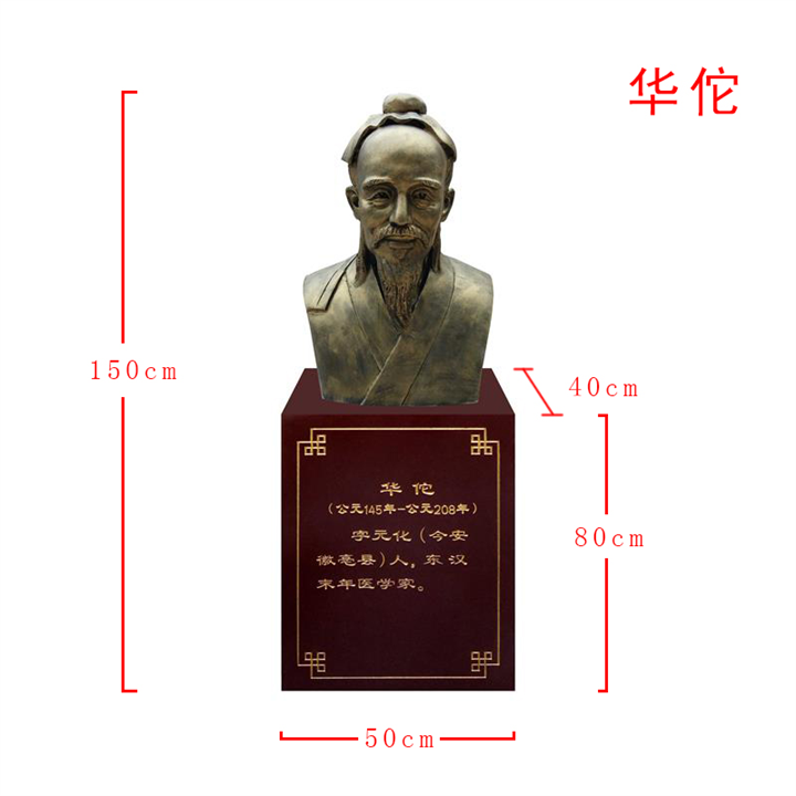 玻璃钢华佗半身像雕像 
