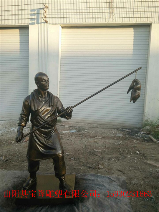 老北京文化玻璃钢烤鸭人物雕塑老鸭店门厅摆件