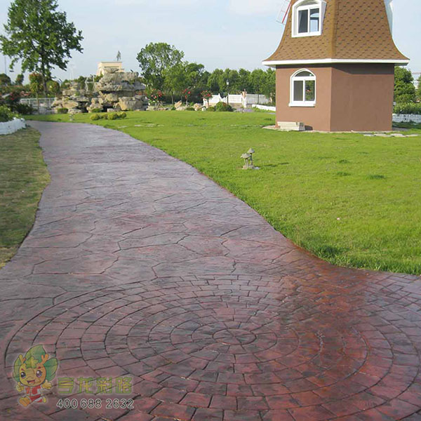 彩色景观绿道路面彩色混凝土艺术压印 