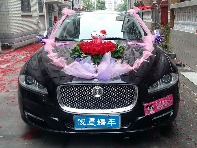 捷豹酒红色婚车/惠州豪车租赁/惠州豪华婚车 