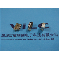 卧式侧插USB 2.0母座▷2脚DIP无中间脚 