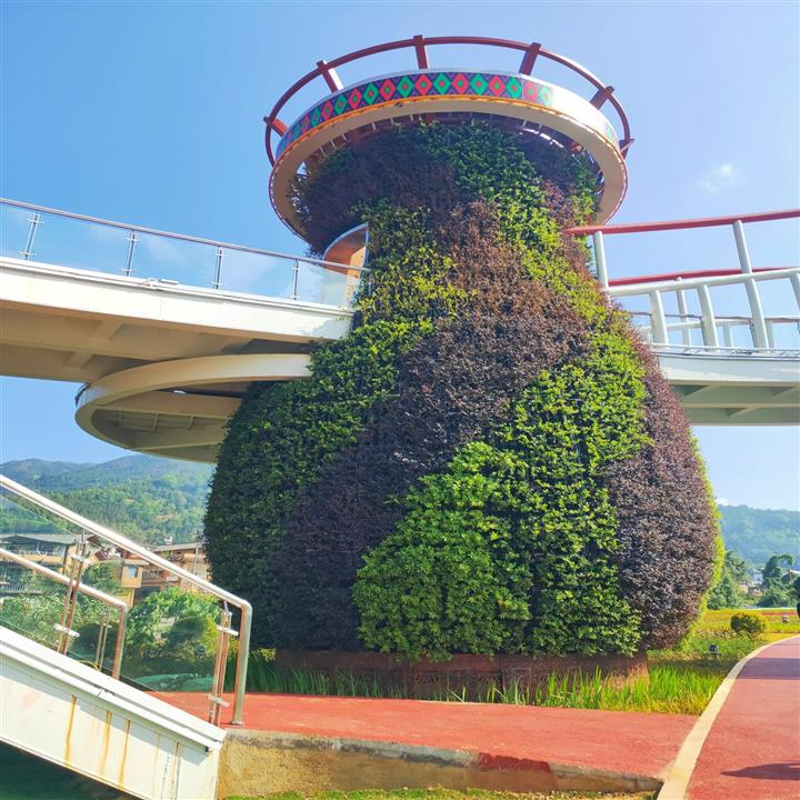 云南双龙天桥7个花瓶状植物墙项目